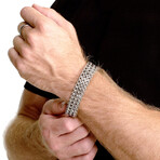 Polished Stainless Steel Three Row Franco Bracelet (9")