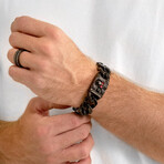 Black Plated Stainless Steel Skull with Cubic Zirconia Eyes (8.5")