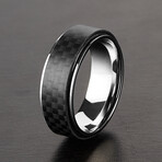 Carbon Fiber Overlay Stainless Steel Ring // 8mm (Size 8)