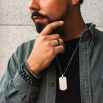 Diamond Accent + Polished Tungsten Carbide Dog Tag Pendant Necklace // 24"