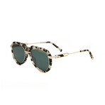 CKNYC1879S-102 Unisex Aviator // White Havana + Green 