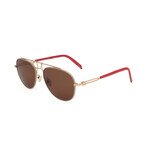 CKNYC1811S-270 Unisex Aviator // Gold + Red Titanium + Brown 