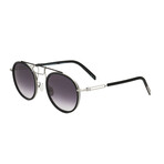 CKNYC1870S-001 Unisex Round // Black + Silver + Gradient Smoke 