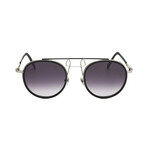 CKNYC1870S-001 Unisex Round // Black + Silver + Gradient Smoke 