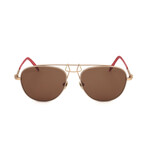 CKNYC1811S-270 Unisex Aviator // Gold + Red Titanium + Brown 