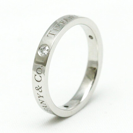 Tiffany & Co. // Platinum Flat Ring With Diamond // Ring Size: 5 // Store Display