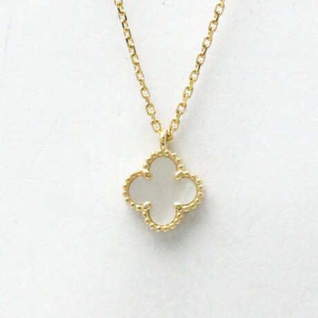 Van Cleef & Arpels // 18k Yellow Gold Sweet Alhambra Shell Necklace // 15.35"-16.14" // Store Display