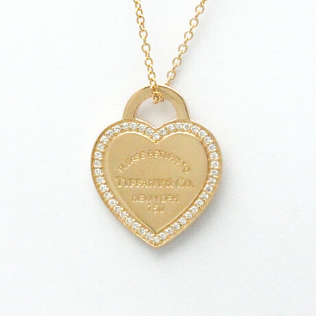 Tiffany & Co. 18k Rose Gold Return To Tiffany Diamond Necklace // 15.94" // Store Display