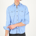 Double Pocket Denim Shirt // Light Blue (L)