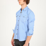 Double Pocket Denim Shirt // Light Blue (L)