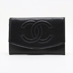 Chanel Coco Mark Caviarskin Wallet Black Gold Metal fittings 2899022