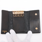 Chanel Coco Mark Caviar skin x Canvas Key case Black Gold Metal fittings