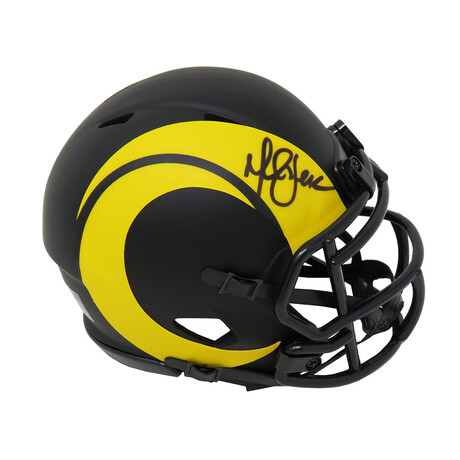 Marshall Faulk // Signed Rams Eclipse Black Matte Riddell Speed Mini Helmet