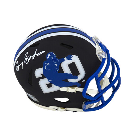 Barry Sanders // Signed Detroit Lions Barry Sanders Logo Black Riddell Speed Mini Helmet