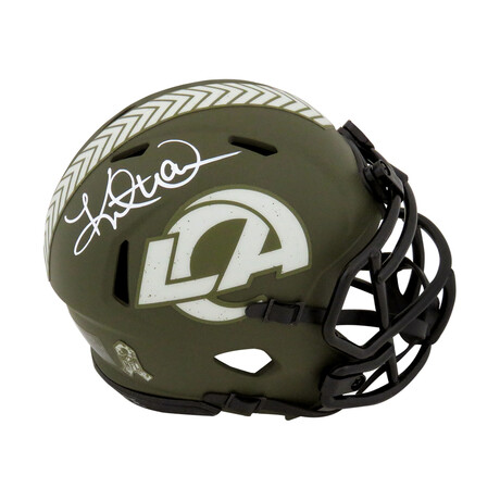 Kurt Warner // Signed Rams Salute to Service Riddell Speed Mini Helmet