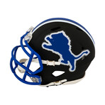 Barry Sanders // Signed Detroit Lions Barry Sanders Logo Black Riddell Speed Mini Helmet