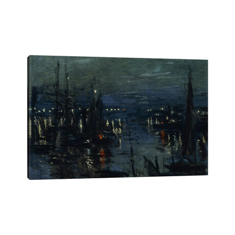 The Port of Le Havre, Night Effect (Le Port de Havre, effet du Nuit), 1873  by Claude Monet (18"H x 26"W x 1.5"D)