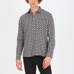 Gingham Button Up Shirt // White + Gray (S)