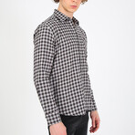 Gingham Button Up Shirt // White + Gray (XS)