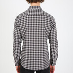 Gingham Button Up Shirt // White + Gray (S)