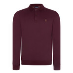 Set of 2 // Polo Collar Quarter Button Sweaters // Black + Burgundy (S)
