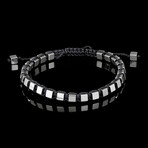 Silver Plated Hematite 4mm Cube Stone Adjustable Bracelet // 8"