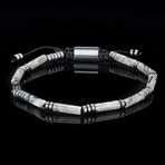 Gray Picture Jasper + Hematite Stone Adjustable Bracelet // 9"