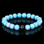 Imperial Jasper + Matte Onyx Stone Stretch Bracelet // 8.25"