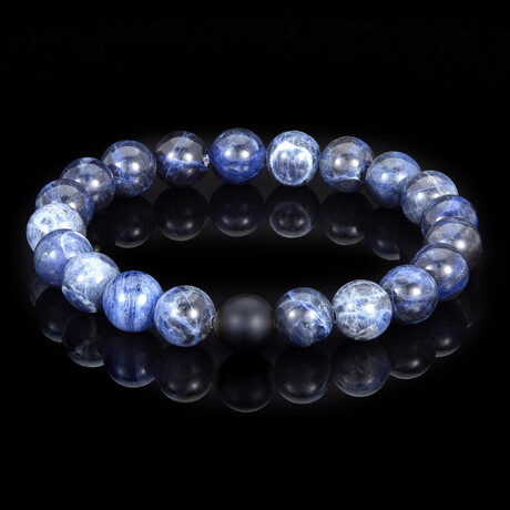 Sodalite + Matte Onyx Stone Stretch Bracelet // 8.25"