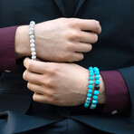 Imperial Jasper + Matte Onyx Stone Stretch Bracelet // 8.25"