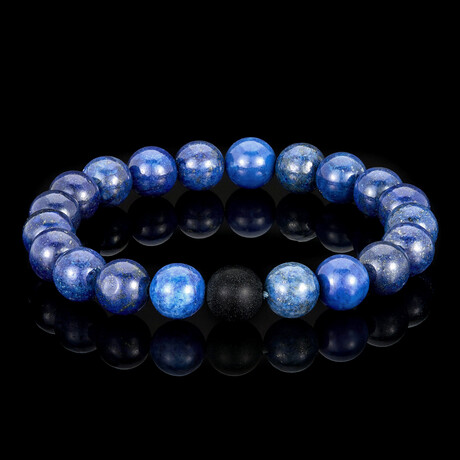 Lapis Lazuli + Matte Onyx Stone Stretch Bracelet // 8.25"
