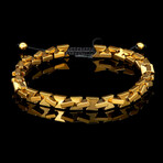 Gold Plated Hematite 6mm Stone Adjustable Bracelet // 8"