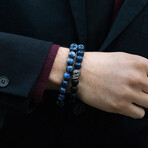Sodalite + Matte Onyx Stone Stretch Bracelet // 8.25"