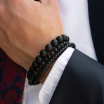 Matte Onyx Stone Stretch Bracelet // 8.25"