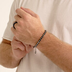 Silver Plated Hematite 4mm Cube Stone Adjustable Bracelet // 8"