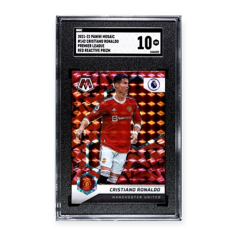 Cristiano Ronaldo // 2021-22 Panini Mosaic Premier League Red Reactive Prizm // SGC 10 Gem Mint