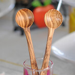 7" Long Handle Olive Wood Smoothie Spoons // Set Of 6