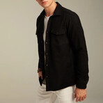 Solid Flannel Shirt // Black (M)