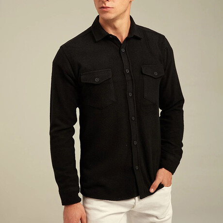 Solid Flannel Shirt // Black (XS)