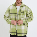 Plaid Flannel Shirt // Green + White + Gray (XS)