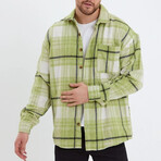 Plaid Flannel Shirt // Green + White + Gray (XS)