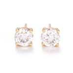 18k Yellow Gold Boucles d'Oreille Puces Diamond Earrings
