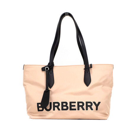 Burberry Small Logo Branded Nylon Tote Shoulder Handbag // Rose Beige