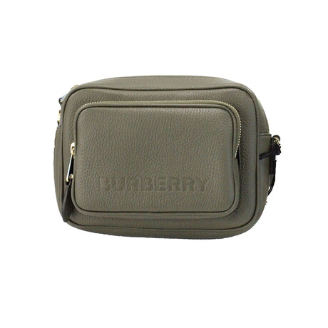 Burberry Small Branded Grainy Leather Camera Crossbody Handbag // Dark Fern Green