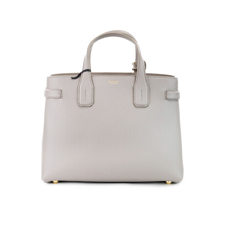 Banner Medium Taupe Brown Grainy Leather Tote Crossbody Handbag Purse