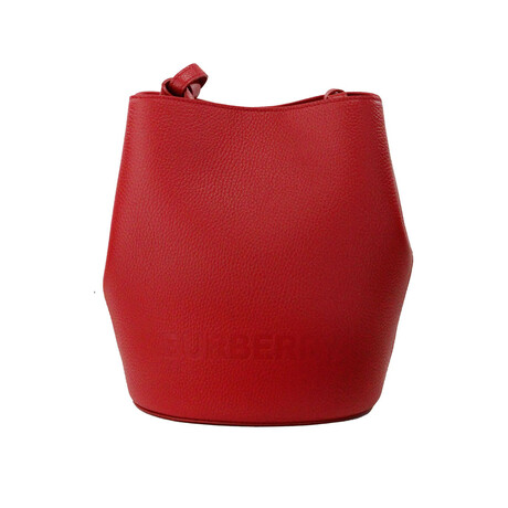 Lorne Small Pebbled Leather Bucket Crossbody Handbag Purse Bag // Red