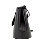 Burberry Lorne Small Branded Pebbled Leather Bucket Crossbody Handbag // Black