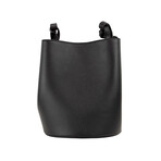 Burberry Lorne Small Branded Pebbled Leather Bucket Crossbody Handbag // Black