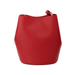 Lorne Small Pebbled Leather Bucket Crossbody Handbag Purse Bag // Red