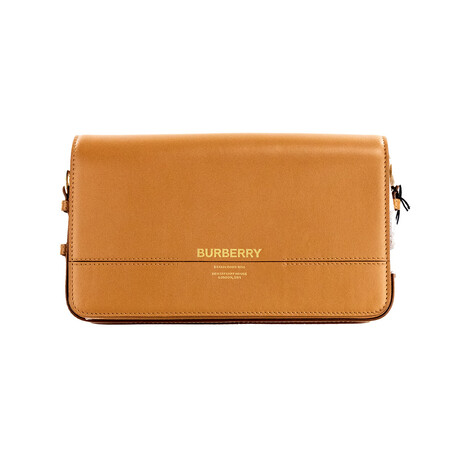 Burberry Grace Small Smooth Leather Flap Crossbody Handbag // Nutmeg